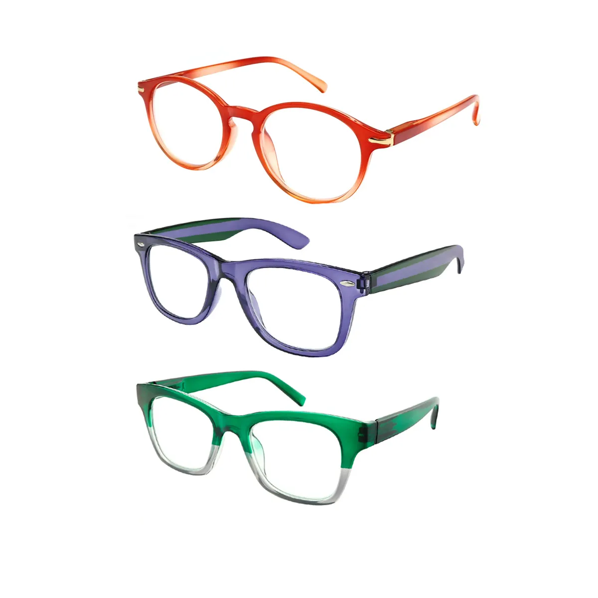 Fashion Rectangle Multicolor Reading Glasses for Women & Men